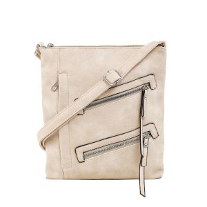 Beige eco-leather bag with pockets