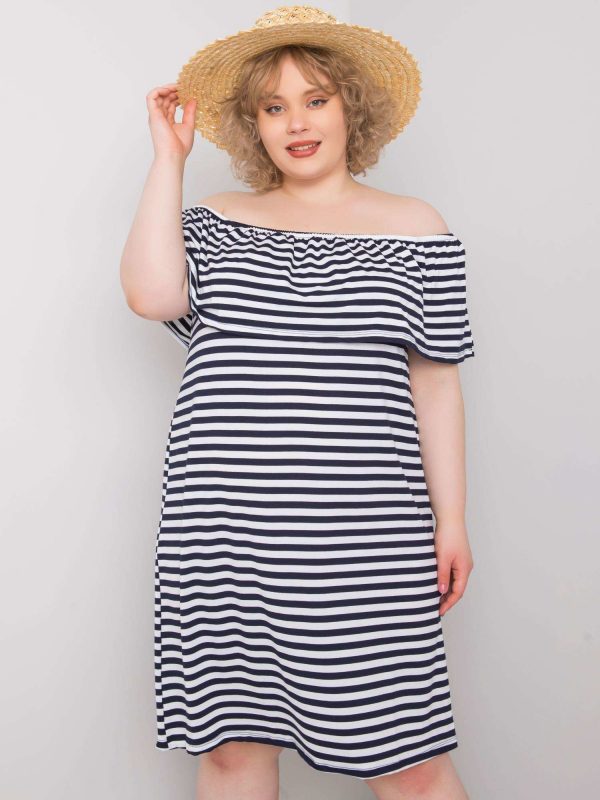 Navy and White Plus Size Striped Annabel Dress