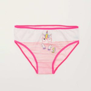 White and pink panties for girl with print