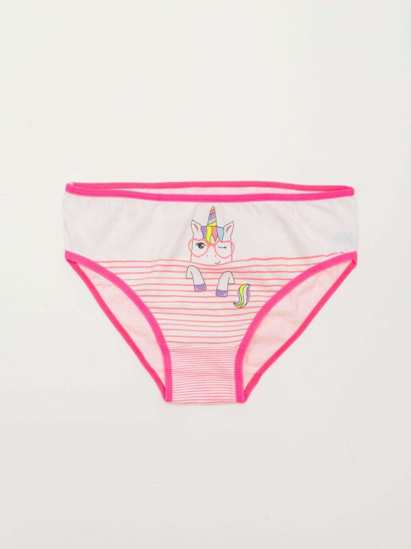 White and pink panties for girl with print