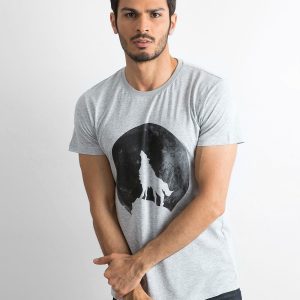 Grey T-shirt for men with print