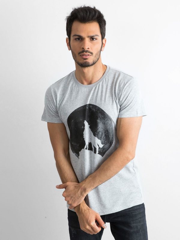 Grey T-shirt for men with print