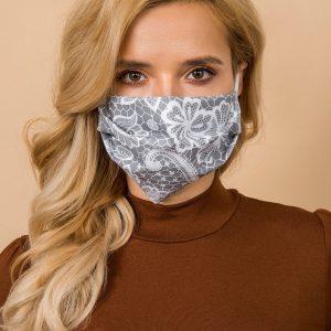 Grey and White Cotton Protective Mask