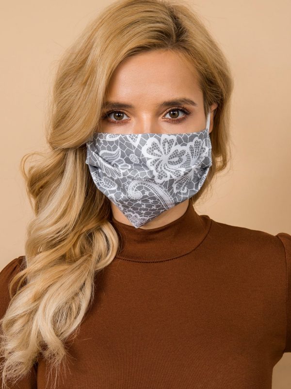 Grey and White Cotton Protective Mask