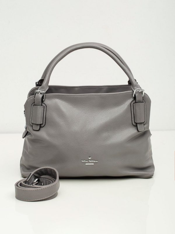 Grey Eco Leather Longitudinal Bag