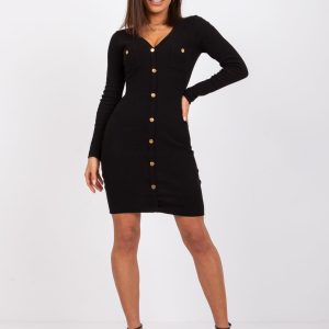 Cindy RUE PARIS black ribbed dress