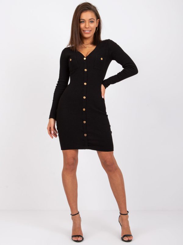 Cindy RUE PARIS black ribbed dress