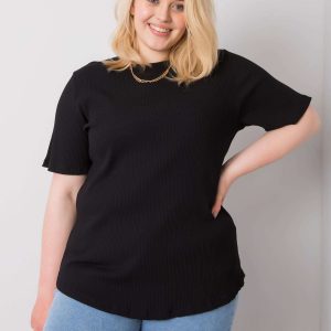 Black plus size blouse with stripe Stella