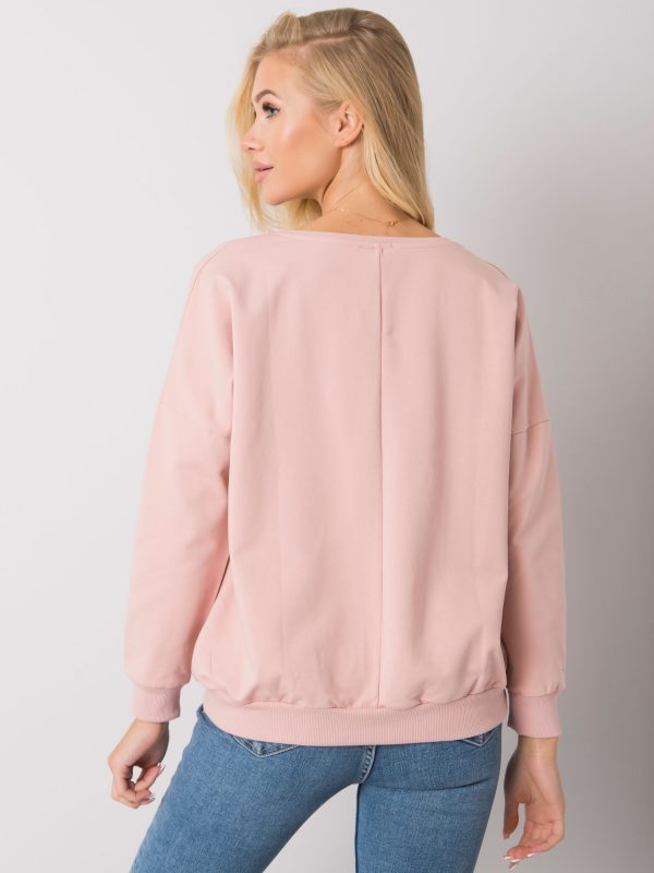 Dirty pink sweatshirt for women without hood Alodia