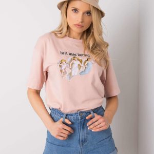 Dirty pink t-shirt with print by Jasmine RUE PARIS