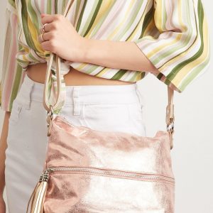 Pink glossy handbag