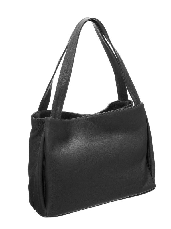 Dark grey genuine leather handbag BADURA