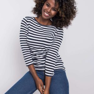 White and navy blue striped blouse Hollis RUE PARIS