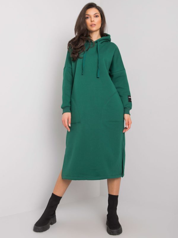 Dark green sweatshirt dress with pockets Sheffield RUE PARIS