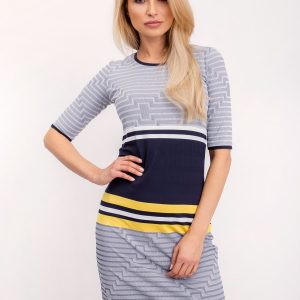 Navy blue and yellow Willow dress