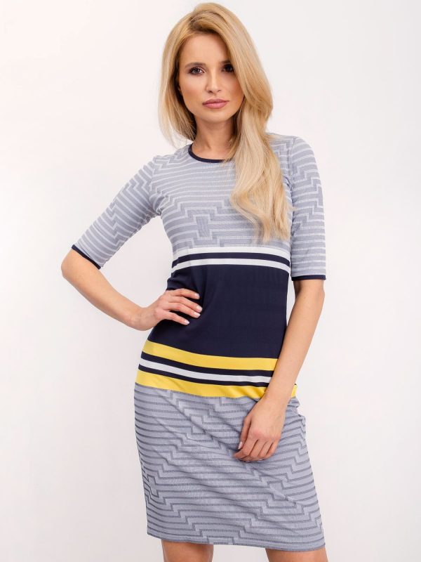 Navy blue and yellow Willow dress