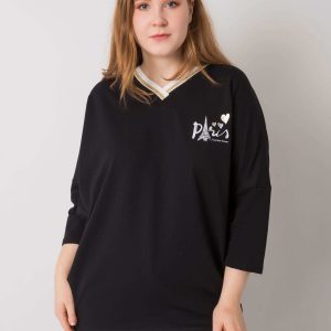 Alida Black Plus Size Cotton Blouse