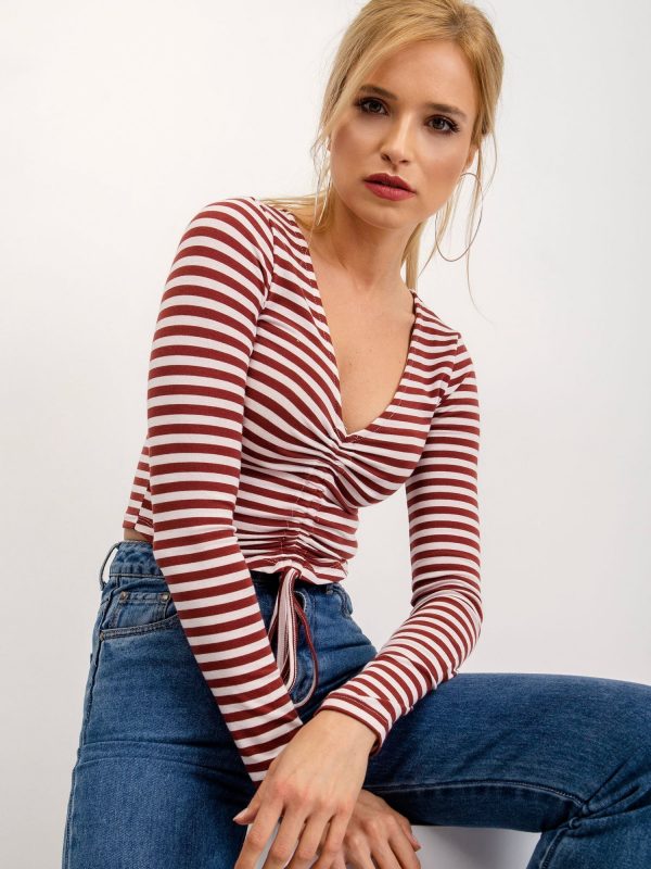 BSL Burgundy and white striped blouse