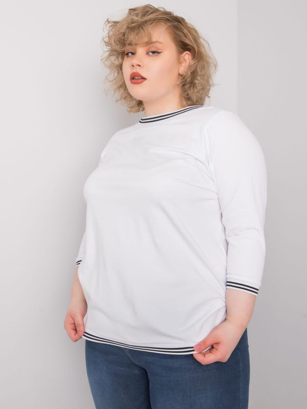 White Plus Size Blouse Pearl