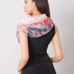 Red-grey scarf with patterns