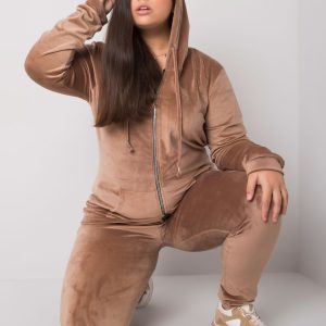 Dark beige velour plus size set Michell