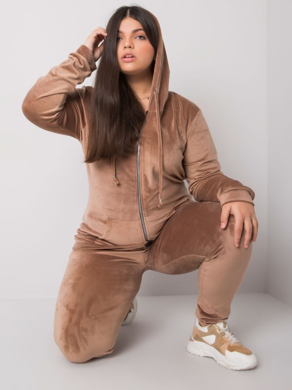 Dark beige velour plus size set Michell