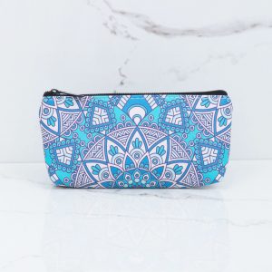 Blue Patterned Cosmetic Bag