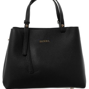 Black leather handbag BADURA