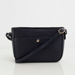 Navy blue eco leather ladies handbag