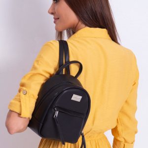 Black Small Eco Leather Backpack