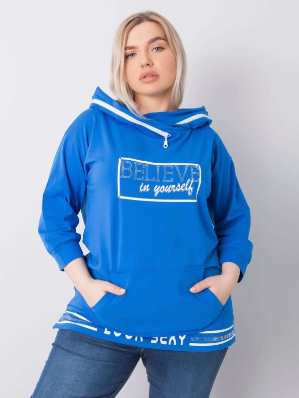 Dark Blue Plus Size Hoodie Asti