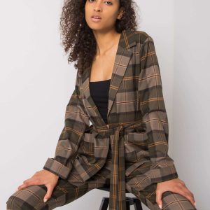 Khaki Marjorie's checkered blazer