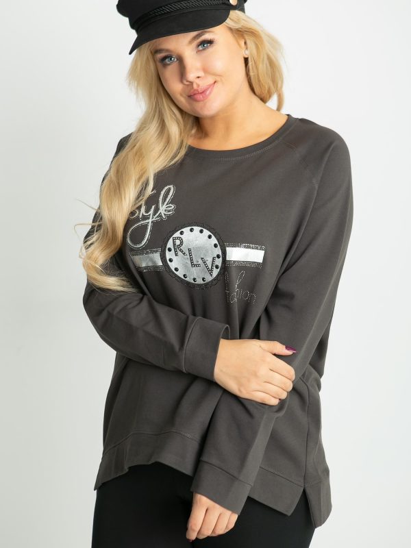 Khaki Sweatshirt Plus Size Style