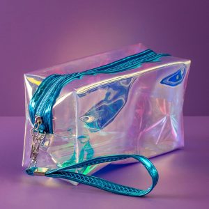 Blue hologram cosmetic bag