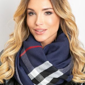 Navy blue scarf with fringes