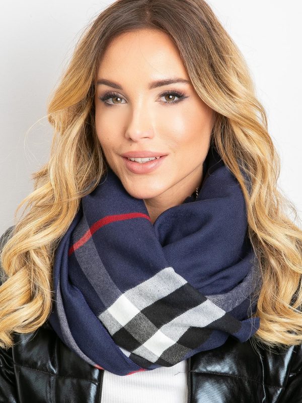 Navy blue scarf with fringes