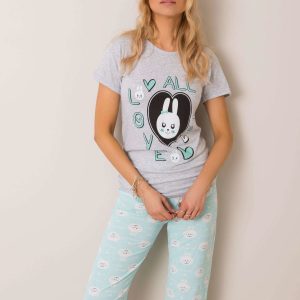 Grey Mint Cotton Pyjamas