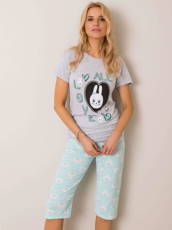 Grey Mint Cotton Pyjamas