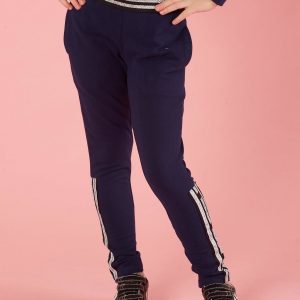 Navy blue children's sweatpants with appliqués