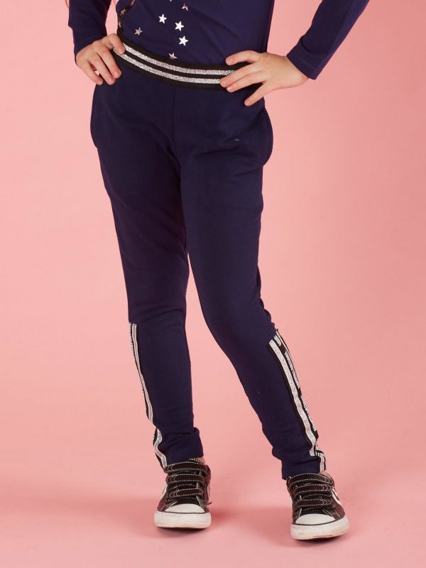 Navy blue children's sweatpants with appliqués