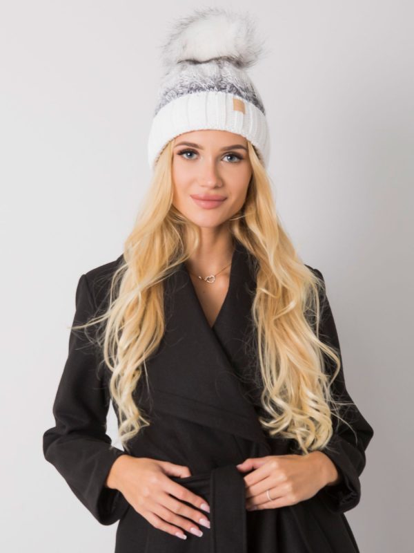 White winter hat with tassel Ally RUE PARIS