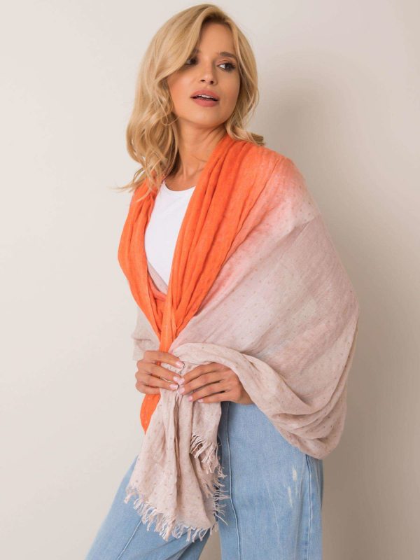 Orange-beige scarf with patterns