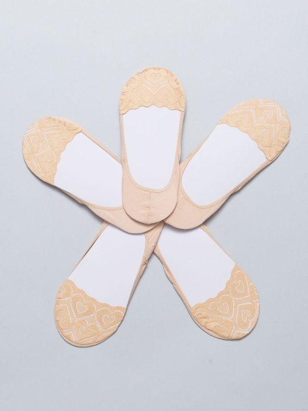 10 PCS Beige feet socks in hearts 5-pack