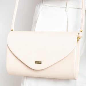 Light beige eco-leather clutch