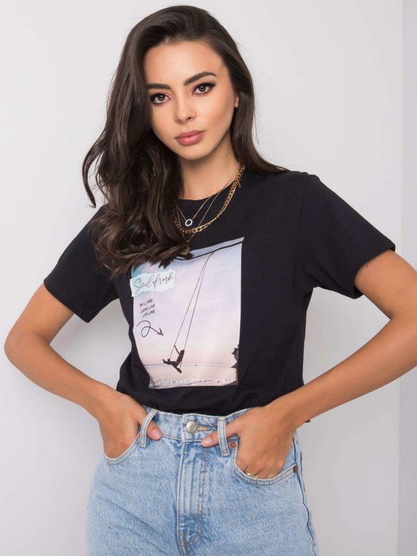 Black T-shirt with Oriana print