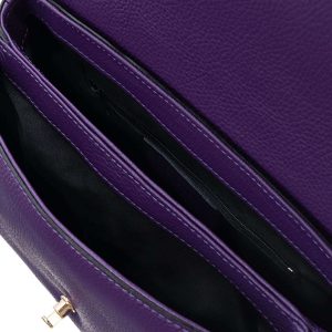 Purple Leather Messenger Bag BADURA