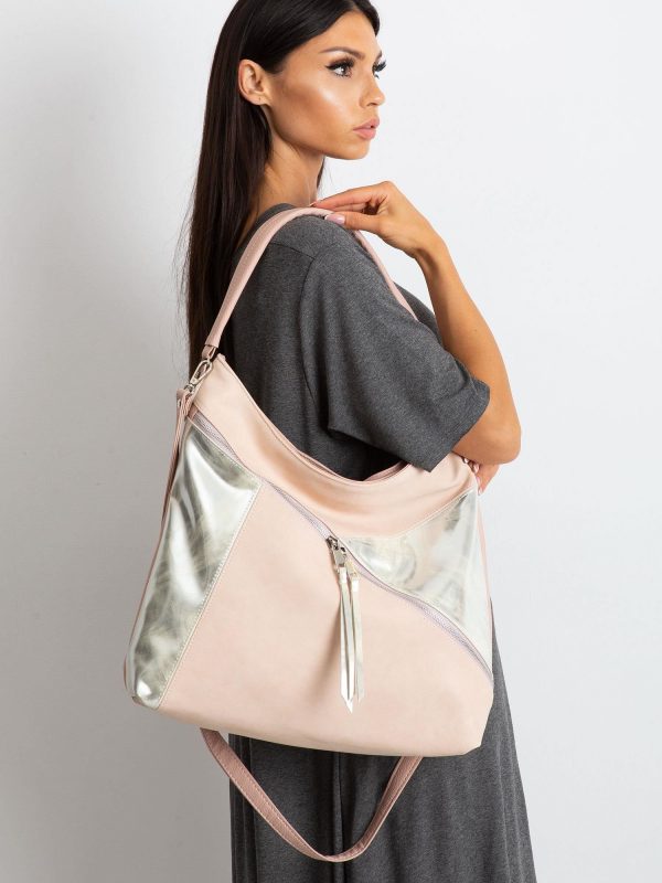 Pink bag with silver inserts