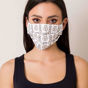 White and black striped cotton mask