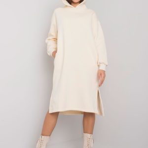 Christel Cream Hooded Sweatshirt Dress