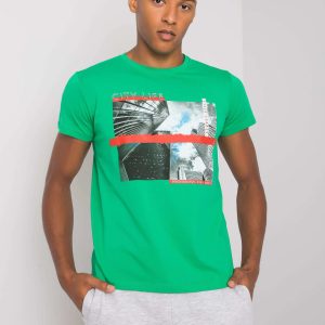 Dark green t-shirt for men with print Deacon